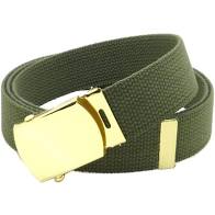 Web Belt Green with a Brass Buckle